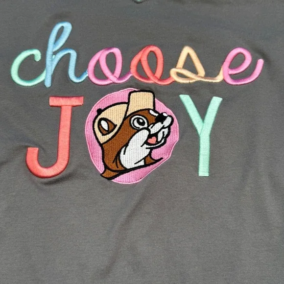 Buc-ee's Choose Joy Gray T-Shirt V-Neck Short Sleeve Women's Small - Picture 2 of 5